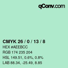 Color code: CMYK 26 / 0 / 13 / 8 | qconv.com