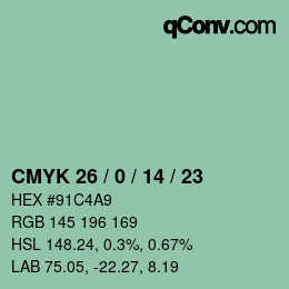 カラーコード: CMYK 26 / 0 / 14 / 23 | qconv.com