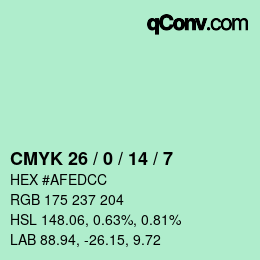 カラーコード: CMYK 26 / 0 / 14 / 7 | qconv.com