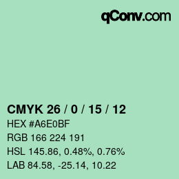 カラーコード: CMYK 26 / 0 / 15 / 12 | qconv.com
