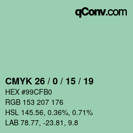 カラーコード: CMYK 26 / 0 / 15 / 19 | qconv.com