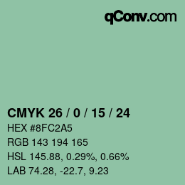 カラーコード: CMYK 26 / 0 / 15 / 24 | qconv.com