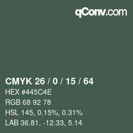 Farbcode: CMYK 26 / 0 / 15 / 64 | qconv.com