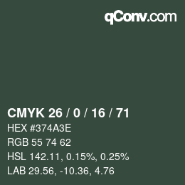 カラーコード: CMYK 26 / 0 / 16 / 71 | qconv.com