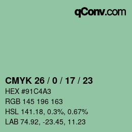 颜色代码: CMYK 26 / 0 / 17 / 23 | qconv.com