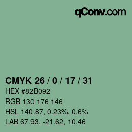 Color code: CMYK 26 / 0 / 17 / 31 | qconv.com