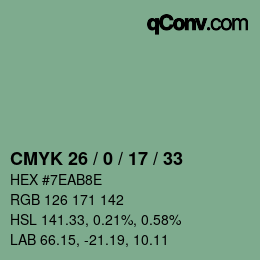 颜色代码: CMYK 26 / 0 / 17 / 33 | qconv.com
