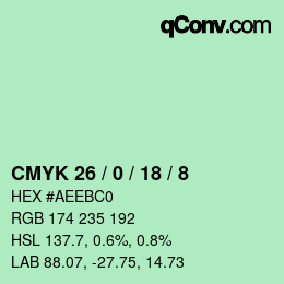 Color code: CMYK 26 / 0 / 18 / 8 | qconv.com