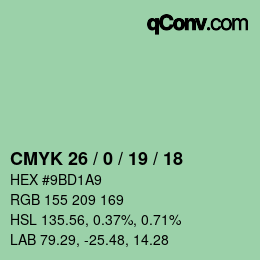 カラーコード: CMYK 26 / 0 / 19 / 18 | qconv.com