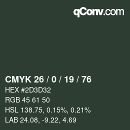 Código de color: CMYK 26 / 0 / 19 / 76 | qconv.com