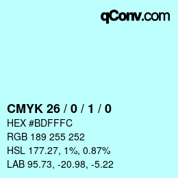 カラーコード: CMYK 26 / 0 / 1 / 0 | qconv.com