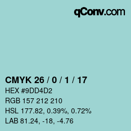 カラーコード: CMYK 26 / 0 / 1 / 17 | qconv.com