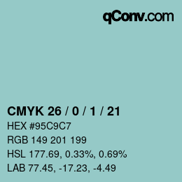 カラーコード: CMYK 26 / 0 / 1 / 21 | qconv.com