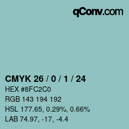 カラーコード: CMYK 26 / 0 / 1 / 24 | qconv.com