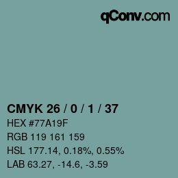 カラーコード: CMYK 26 / 0 / 1 / 37 | qconv.com