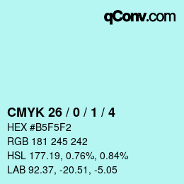 カラーコード: CMYK 26 / 0 / 1 / 4 | qconv.com