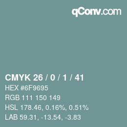 Color code: CMYK 26 / 0 / 1 / 41 | qconv.com
