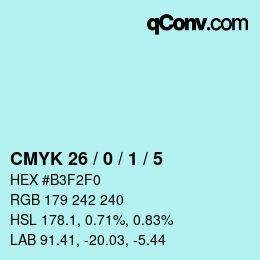 Color code: CMYK 26 / 0 / 1 / 5 | qconv.com