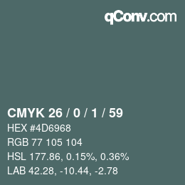 Color code: CMYK 26 / 0 / 1 / 59 | qconv.com