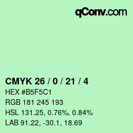 Color code: CMYK 26 / 0 / 21 / 4 | qconv.com