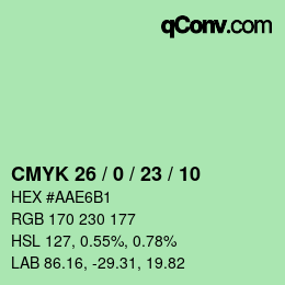 カラーコード: CMYK 26 / 0 / 23 / 10 | qconv.com