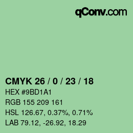 カラーコード: CMYK 26 / 0 / 23 / 18 | qconv.com