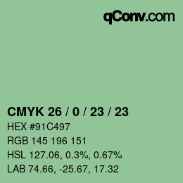 颜色代码: CMYK 26 / 0 / 23 / 23 | qconv.com