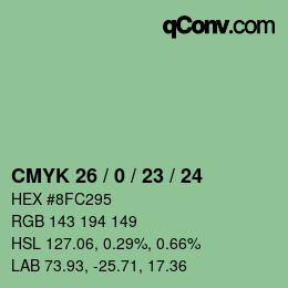 Color code: CMYK 26 / 0 / 23 / 24 | qconv.com