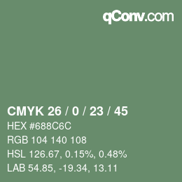 Code couleur: CMYK 26 / 0 / 23 / 45 | qconv.com
