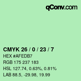 Color code: CMYK 26 / 0 / 23 / 7 | qconv.com