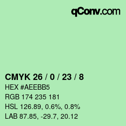 Color code: CMYK 26 / 0 / 23 / 8 | qconv.com