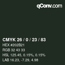 Color code: CMYK 26 / 0 / 23 / 83 | qconv.com