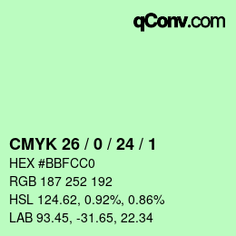 颜色代码: CMYK 26 / 0 / 24 / 1 | qconv.com