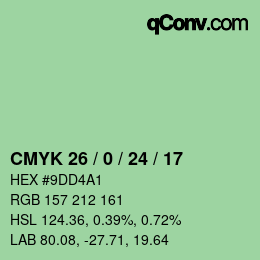 カラーコード: CMYK 26 / 0 / 24 / 17 | qconv.com