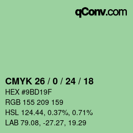 カラーコード: CMYK 26 / 0 / 24 / 18 | qconv.com