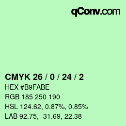 カラーコード: CMYK 26 / 0 / 24 / 2 | qconv.com
