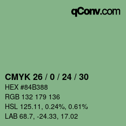 カラーコード: CMYK 26 / 0 / 24 / 30 | qconv.com