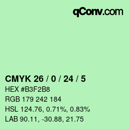 カラーコード: CMYK 26 / 0 / 24 / 5 | qconv.com