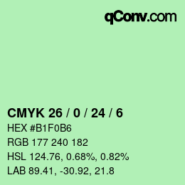 カラーコード: CMYK 26 / 0 / 24 / 6 | qconv.com