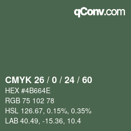 颜色代码: CMYK 26 / 0 / 24 / 60 | qconv.com