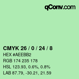 Color code: CMYK 26 / 0 / 24 / 8 | qconv.com