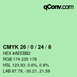 カラーコード: CMYK 26 / 0 / 24 / 8 | qconv.com