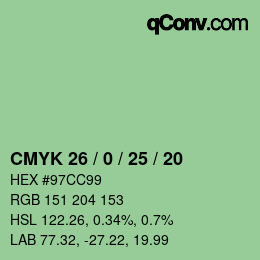 颜色代码: CMYK 26 / 0 / 25 / 20 | qconv.com