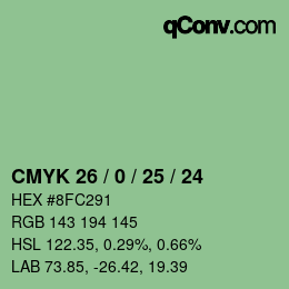 カラーコード: CMYK 26 / 0 / 25 / 24 | qconv.com