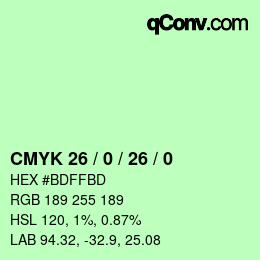 颜色代码: CMYK 26 / 0 / 26 / 0 | qconv.com
