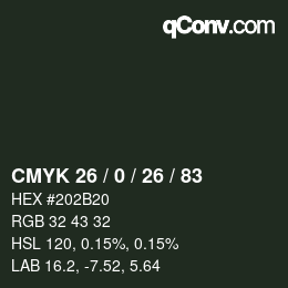 Color code: CMYK 26 / 0 / 26 / 83 | qconv.com