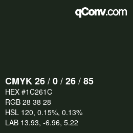 Color code: CMYK 26 / 0 / 26 / 85 | qconv.com