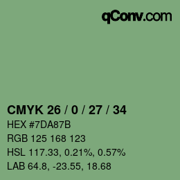 Color code: CMYK 26 / 0 / 27 / 34 | qconv.com