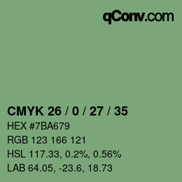 Farbcode: CMYK 26 / 0 / 27 / 35 | qconv.com