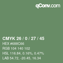 颜色代码: CMYK 26 / 0 / 27 / 45 | qconv.com